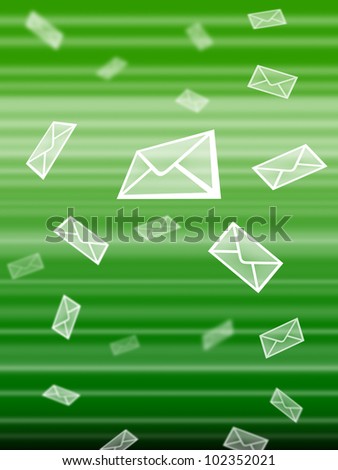 Abstract green background, with white postal mail