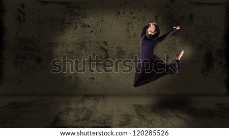 Dancer jumping , on an abstract background. collage