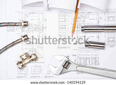 plumbing and drawings are on the desktop, workspace engineer