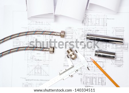 plumbing and drawings are on the desktop, workspace engineer