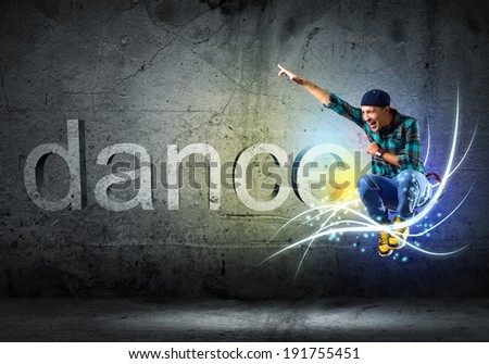 image of a young man dancing hip-hop, collage