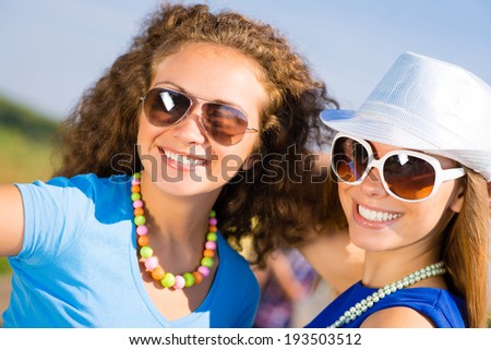 young attractive girls having fun together, spend fun time with friends