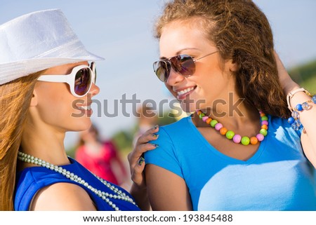young attractive girls having fun together, spend fun time with friends