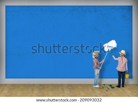 image of a children paint roller wall, place for text