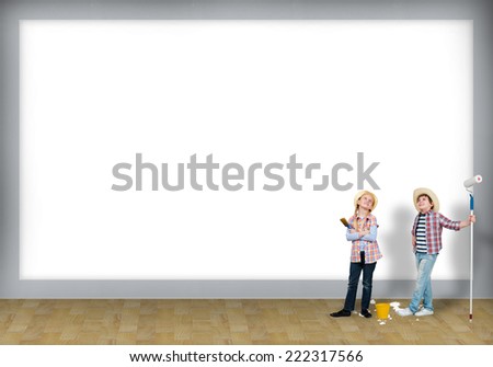 image of a children finished painting the wall