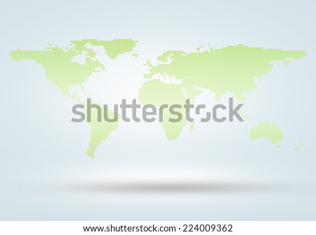 Conceptual image with world map on white background