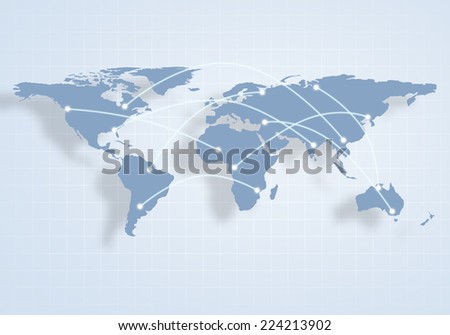 Conceptual image with world map. Globalization and interaction