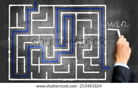 Conceptual image with hand drawning labyrinth pattern