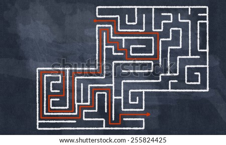 Conceptual image with hand drawn labyrinth pattern