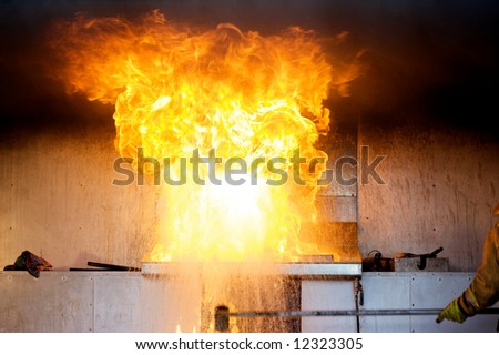Explosion in a kitchen fire