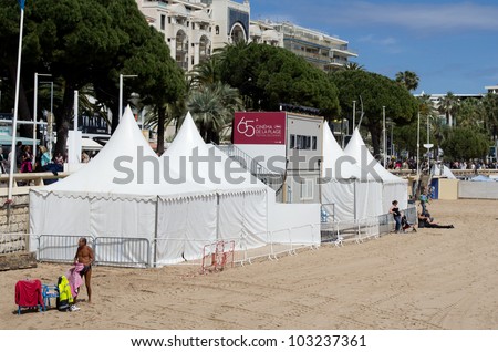 CANNES, FRANCE - MAY 22: the Cinema de la Plage, the Festival\'s outdoors theatre, will screen a selection of films everyday during the festival on May 22, 2012 in Cannes, France.