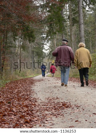 Old people walking outdoor