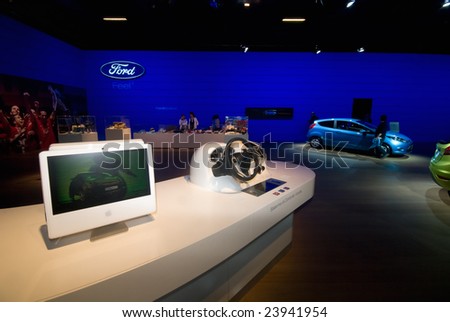 BOLOGNA, ITALY, 15 DECEMBER 2008: The Ford display at the Motor Show in Bologna. Ford is struggling to survive in the auto market but it still participates in the Bologna Motor Show 2008 in Bologna, Italy, December 15, 2008.