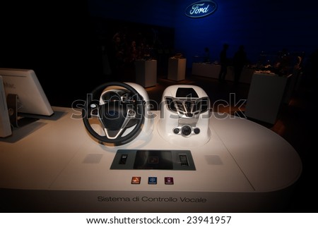 BOLOGNA, ITALY, 15 DECEMBER 2008: Ford presents this Voice Command Control at the Bologna Motor Show 2008 in Bologna, Italy, December 15, 2008.