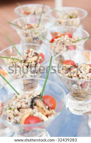stock photo Wedding Reception Food appetizers close up