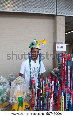 JOHANNESBURG - MARCH 28: snack and gift seller inside the new stadium of soccer city ready for world cup 28 march 2010, Johannesburg Southafrica