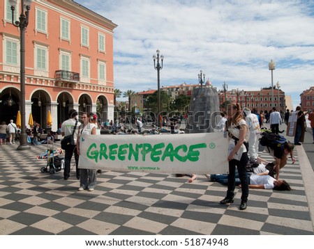 NICE - APRIL 26:  Greenpeace activist poses during a \'Chernobyl day\' demonstration ahead of the anniversary of Chernobyl nuclear accident april 26, 2010  in Nice, southeastern France