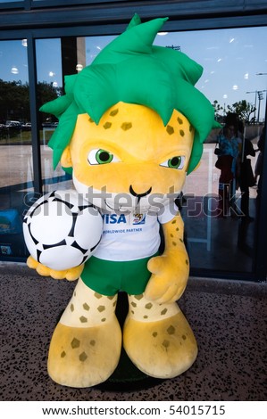 DURBAN - APRIL  5:  zakumi is the mascotte of the next soccer world cup, here a giant reproduction, april 5, 2010 Durban, South Africa