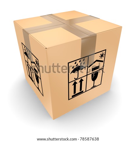 Box closed by an adhesive tape