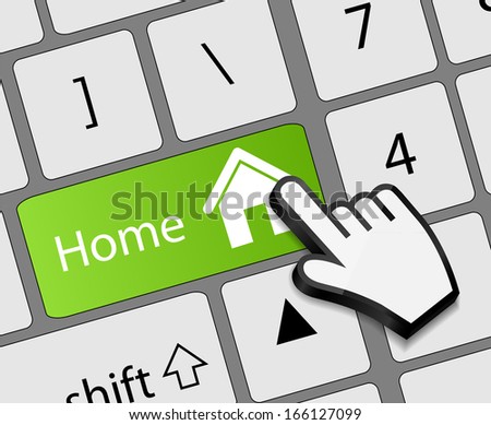 Keyboard Home button with mouse hand cursor  illustration
