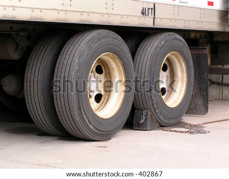 Stopped truck wheels