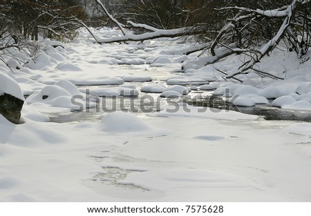 winter creek after snowfall