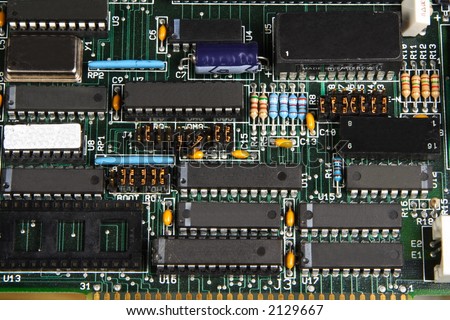 Close up view of a circuit board (PC card)
