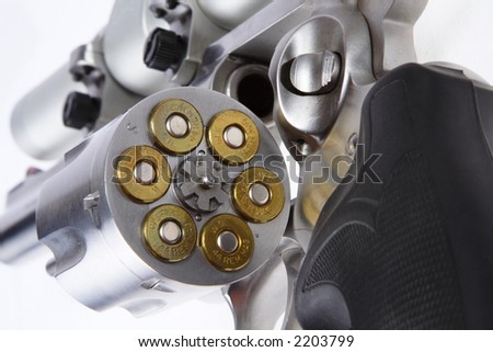 44 magnum revolver with scope. stock photo : Stainless steel 44 magnum handgun with scope