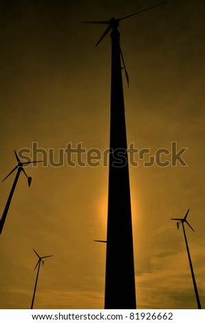 Silhouette of wind turbine