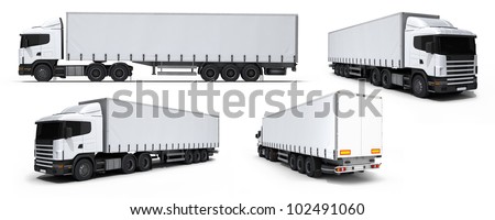 Cargo truck delivery vehicle collection isolated on white Cargo truck delivery vehicle collection isolated on white