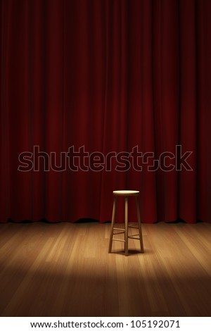 Empty stool on spot light on stage of the theater
