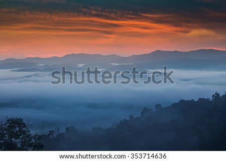 Mountain scape in the early morning