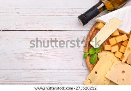 Various types of cheese with empty space background concept