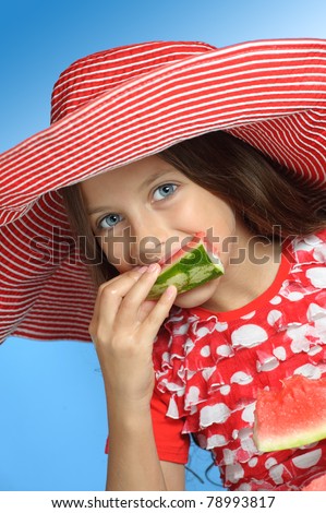 cute  girl eating water-melon