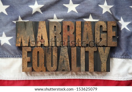 USA flag with the words \'marriage equality\'
