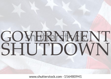 The Words Government Shutdown On An Old Usa Flag