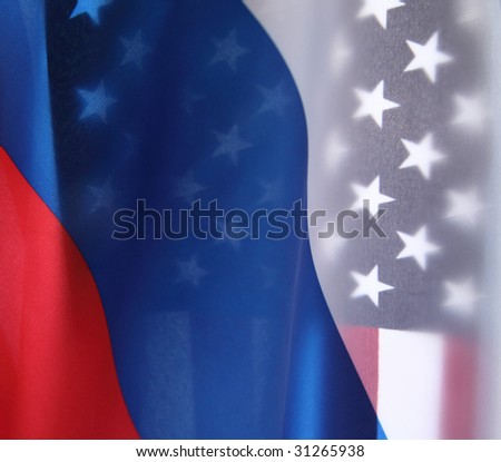 flags of the USA and Russia