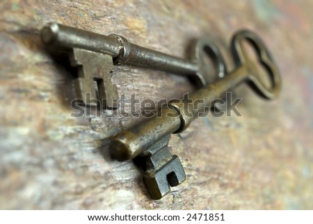 Antique Keys on Slate.
