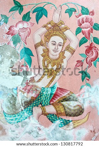 Thai tradition painting.detail form decoration of temple of Thailand. Native Thai style and this is Traditional and generic style in Thailand . no any trademark or restrict matter in this photo