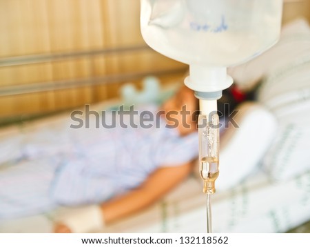 sick Little girl in hospital bed