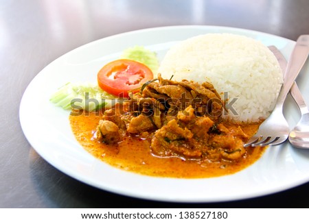 Dried red  coconut curry with pork (Panaeng) : Delicious and famous Thailand food