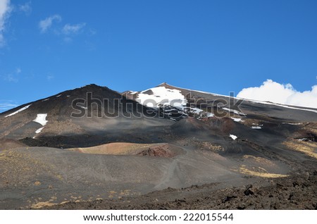 There are lateral craters on the slopes of the active volcano Etna.
