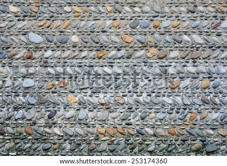 The boundary wall is made of various pebbles.