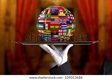 Flag Globe with different country flags