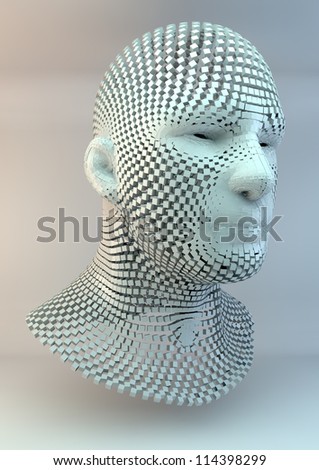 Human Head made of Cubes