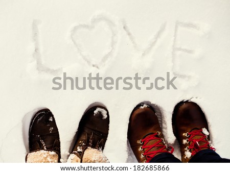winter love and couple feet