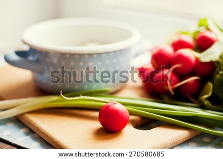 salad with radish, cucumber and onion