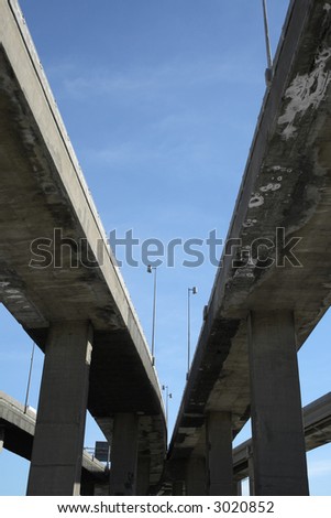 Urban trahsport: looking up to highway viaducts.