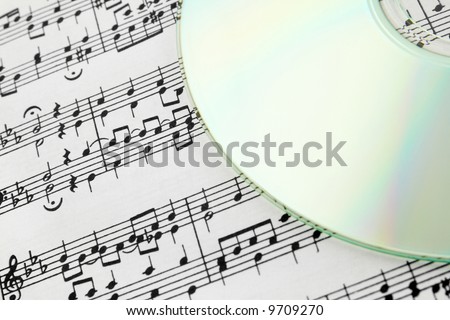 Digital music concept. CD and music notes.