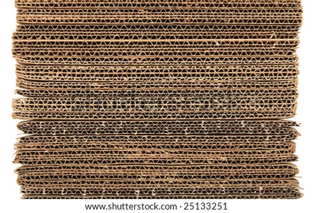 Corrugated stacked cardboard isolated on white background.